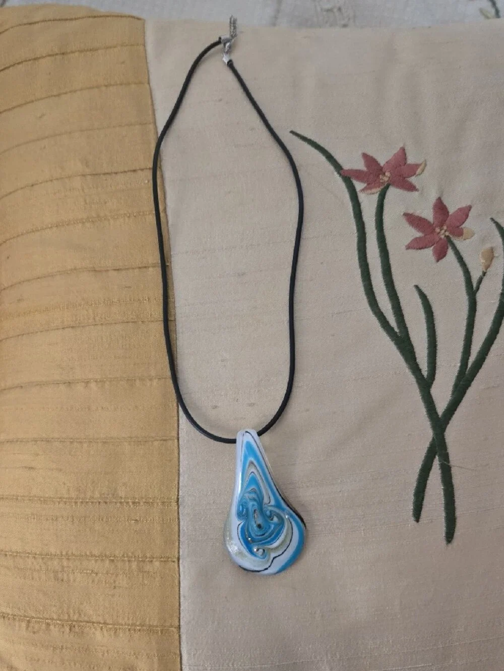 Blue Swirl Teardrop Necklace & Earring Set Glass